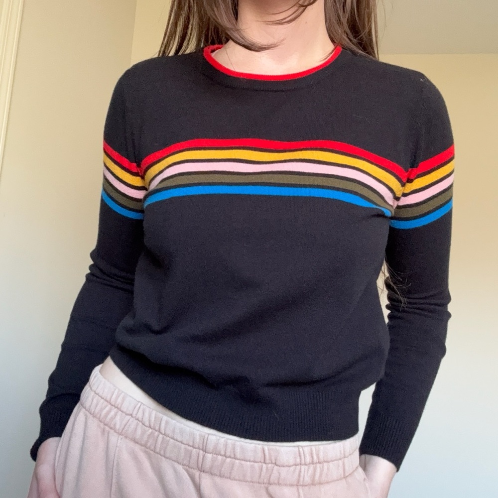 Forever 21 Vintage-Inspired Rainbow Striped Pullover Sweater - L - Picture 5 of 8